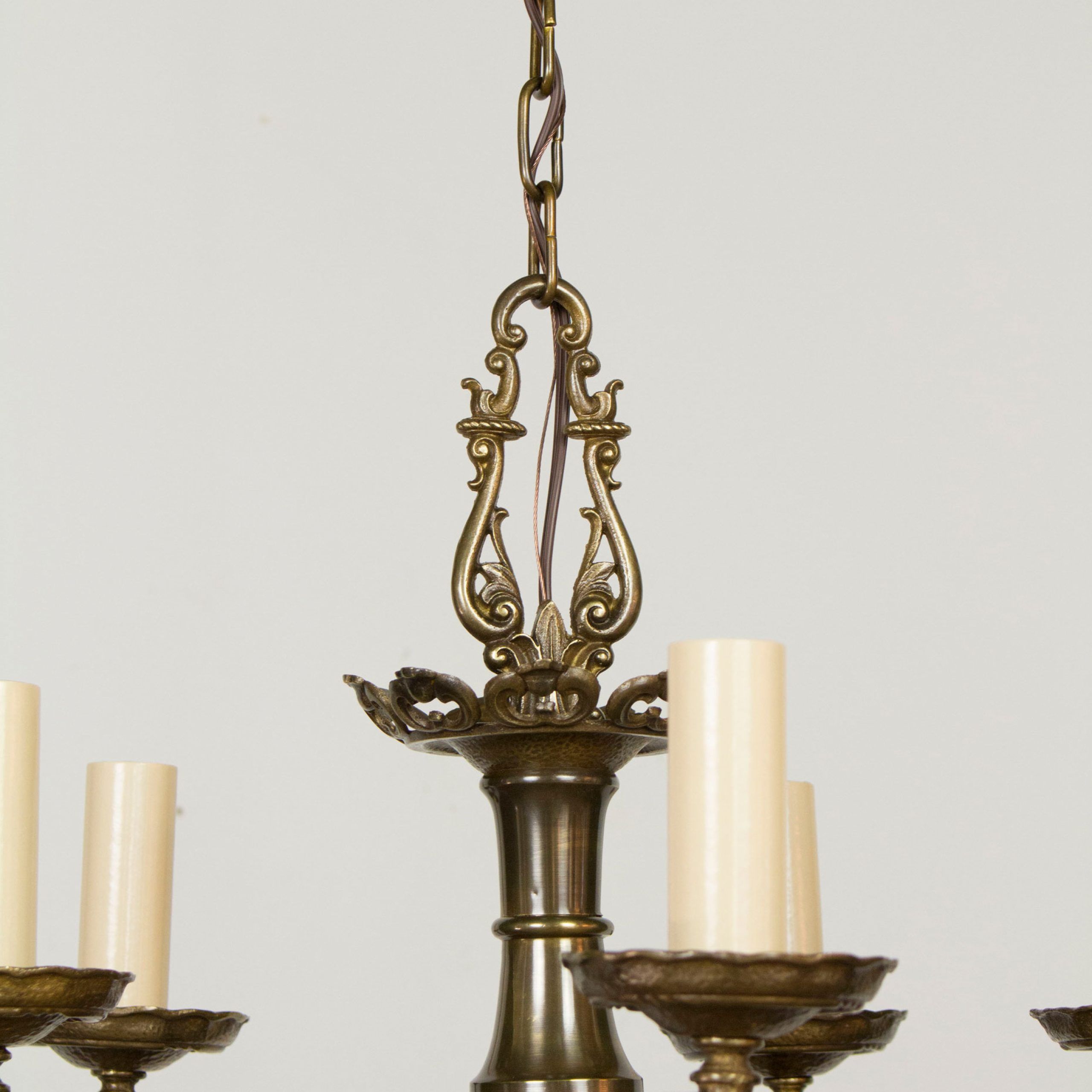 Fashionable Brass Four Light Chandeliers Within Five Light Antique Brass Tudor Chandelier – Appleton (View 9 of 15)