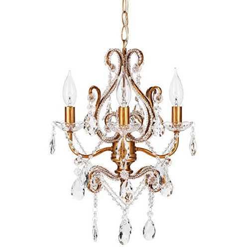 Favorite Antique Gold 13 Inch Four Light Chandeliers With Regard To Josephine Vintage Gold Crystal Beaded Chandelier, Mini (View 1 of 15)