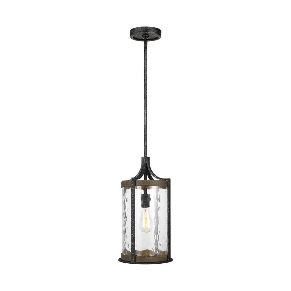 Feiss Angelo 1 Light Distressed Weathered Oak And Slate Regarding Favorite Weathered Oak And Bronze 38 Inch Eight Light Adjustable Chandeliers (View 7 of 15)