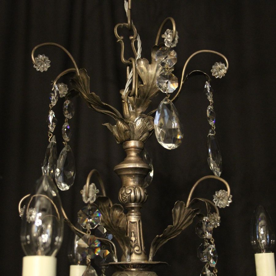 Four Light Antique Silver Chandeliers Throughout Most Recent Antique Italian Silver & Crystal Genoa 6 Light Chandelier (View 12 of 15)