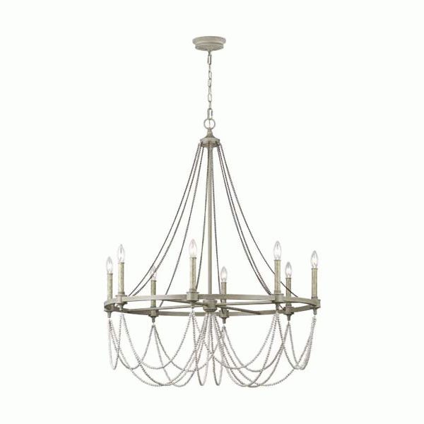 French Washed Oak And Distressed White Wood Six Light Chandeliers With Regard To Most Up To Date Murray Feiss F3332/8Fwo/Dww Beverly 8 Light Chandelier (View 12 of 15)