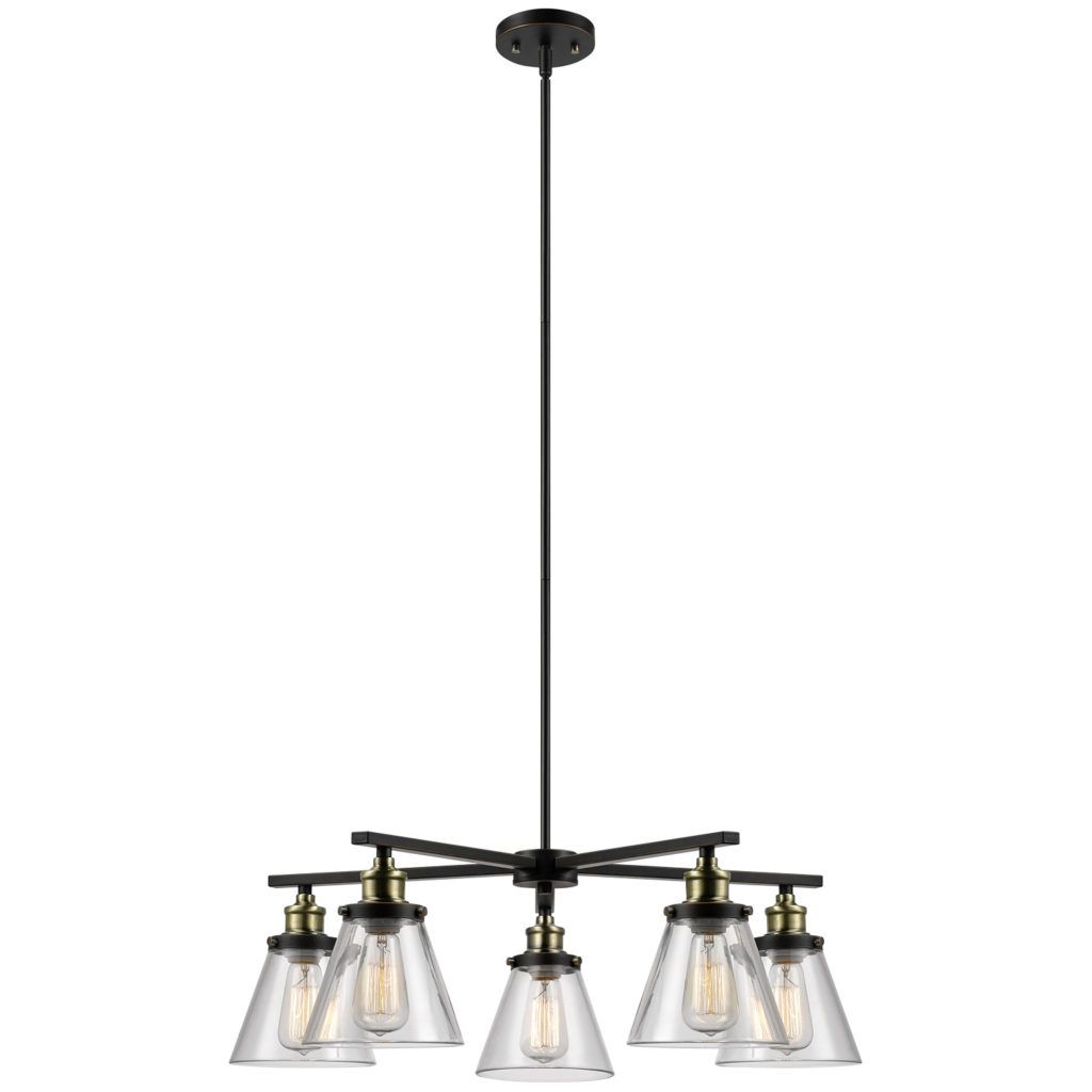 Globe Electric Shae 5 Light Oil Rubbed Bronze & Antique Pertaining To Most Popular Oil Rubbed Bronze And Antique Brass Four Light Chandeliers (View 1 of 15)