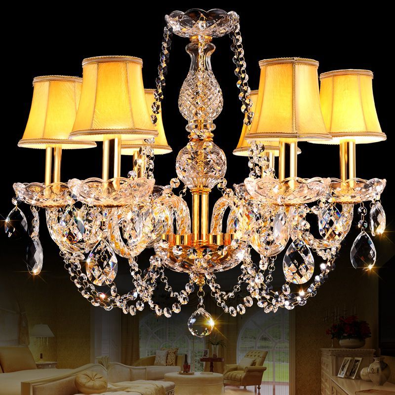Gold Crystal Chandelier Light Size 2/6/8/10/16 Lights With Regard To Widely Used Steel Eight Light Chandeliers (View 9 of 15)