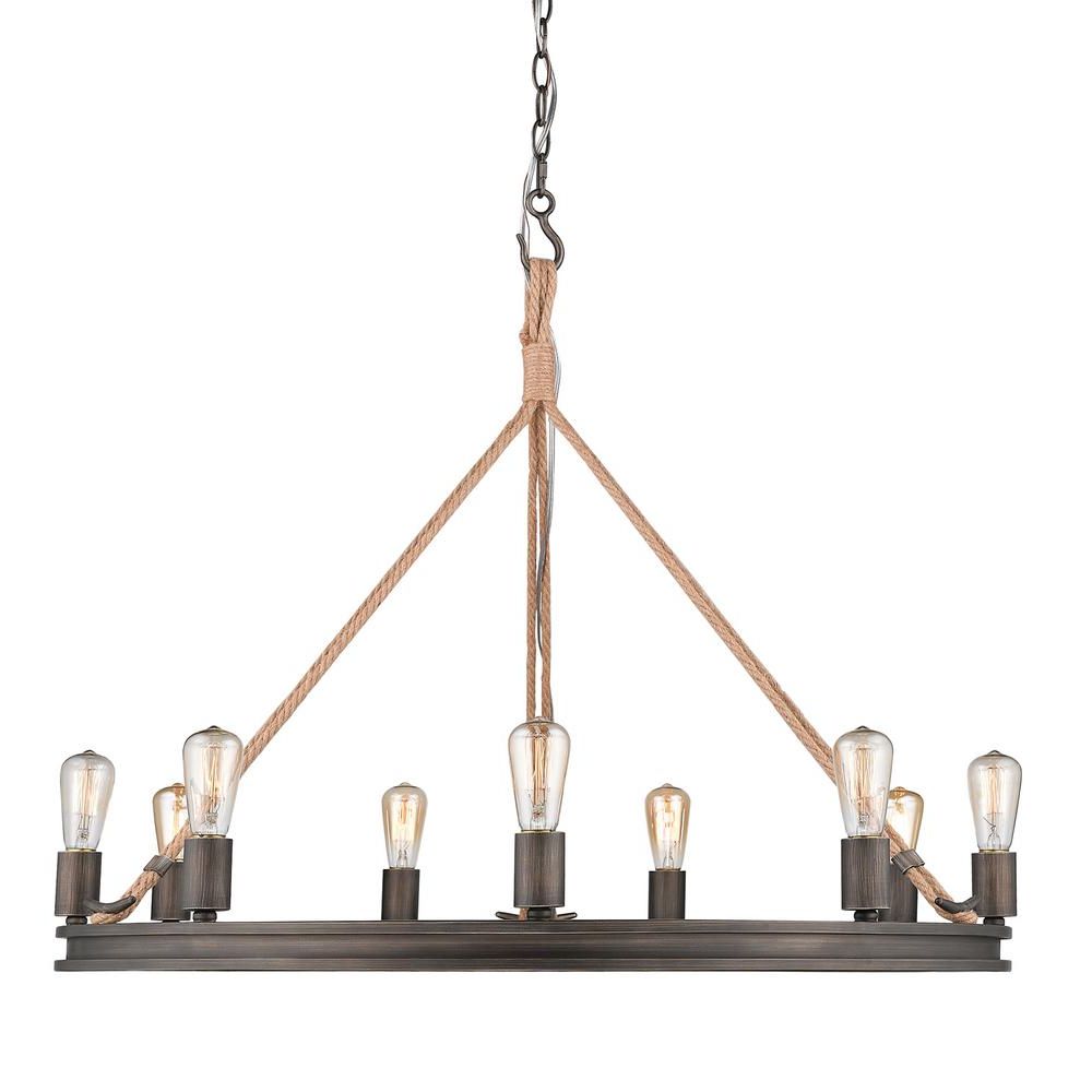 Golden Lighting Chatham 9 Light Gunmetal Bronze Chandelier With Regard To Famous Weathered Oak And Bronze 38 Inch Eight Light Adjustable Chandeliers (View 9 of 15)