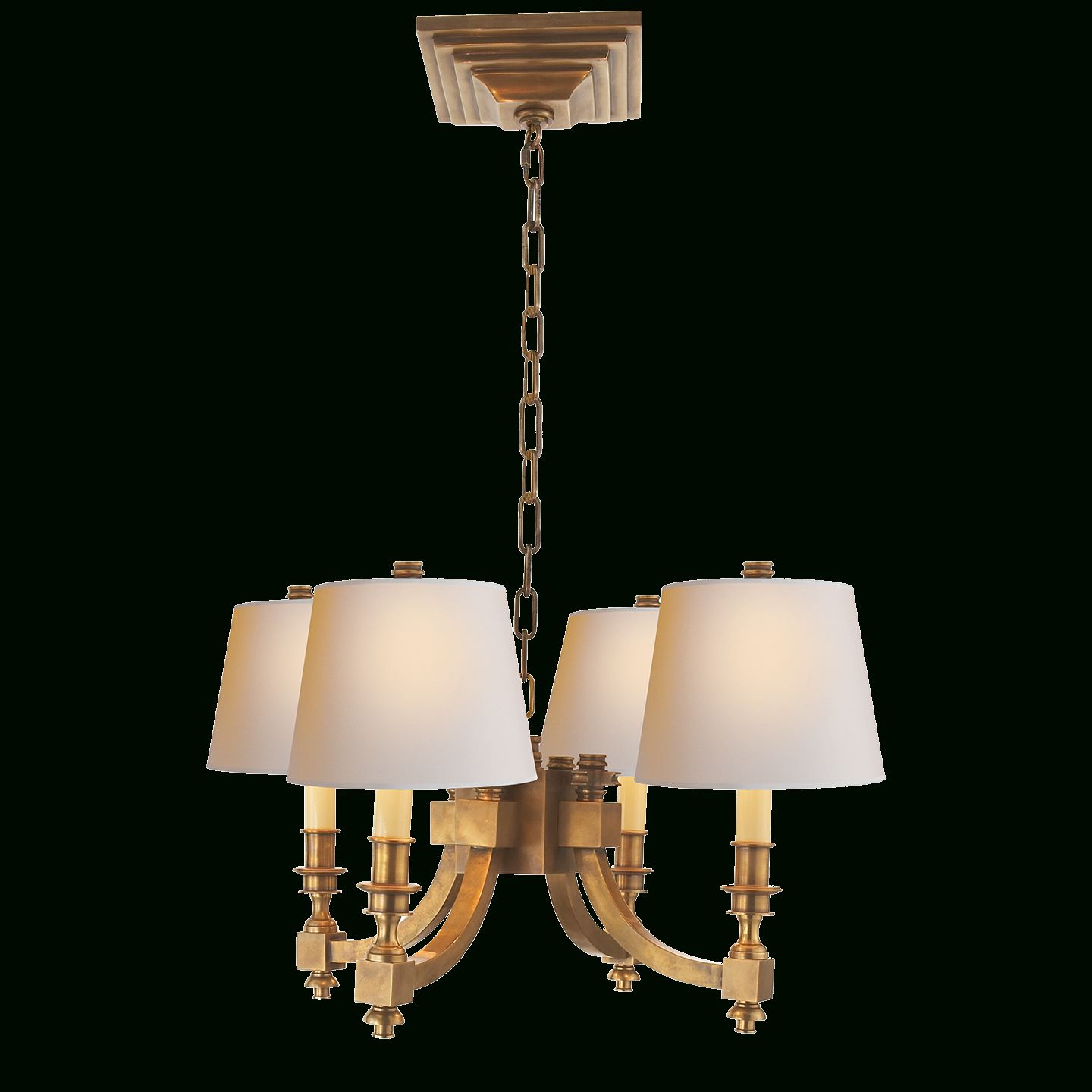 Hand Rubbed Antique Brass With Natural Paper Shades Intended For Recent Natural Brass Six Light Chandeliers (View 8 of 15)