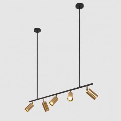 Latest Modern 5 Light Track Light Linear Chandelier In Black/gold For Midnight Black Five Light Linear Chandeliers (View 4 of 15)