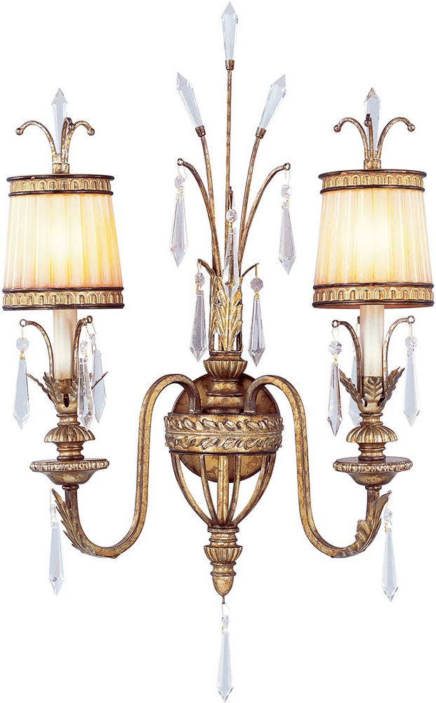 Livex 8802 65 La Bella Hand Painted Vintage Gold Leaf Wall With Regard To Favorite Antique Gild Two Light Chandeliers (View 9 of 15)