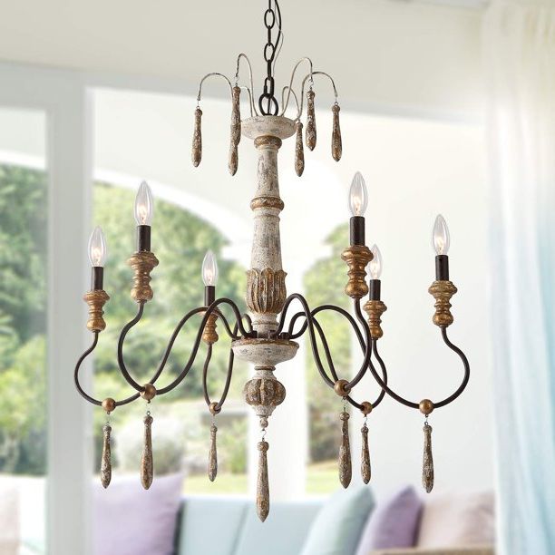 Lnc French Country Chandelier Lighting 6 Lights Handmade Intended For Favorite French White 27 Inch Six Light Chandeliers (View 13 of 15)