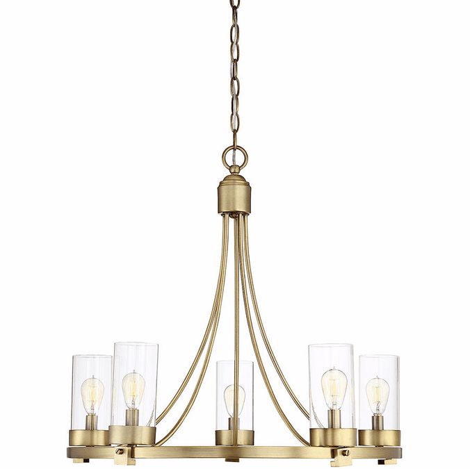 Meridian M10018Nb Modern Natural Brass Chandelier Light For Most Popular Natural Brass 19 Inch Eight Light Chandeliers (View 13 of 15)