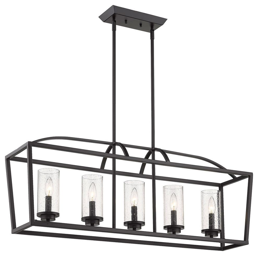 Midnight Black Five Light Linear Chandeliers With Regard To Trendy Mercer 5 Light Linear Pendant, Matte Black – Transitional (View 2 of 15)