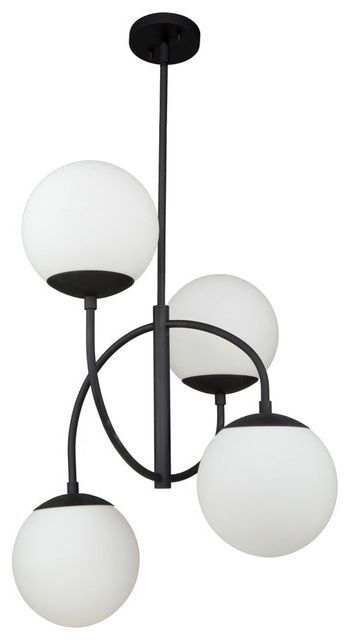 Moonglow 4 Light Chandelier In Matte Black – Contemporary Throughout 2019 Isle Matte Black Four Light Chandeliers (View 10 of 15)