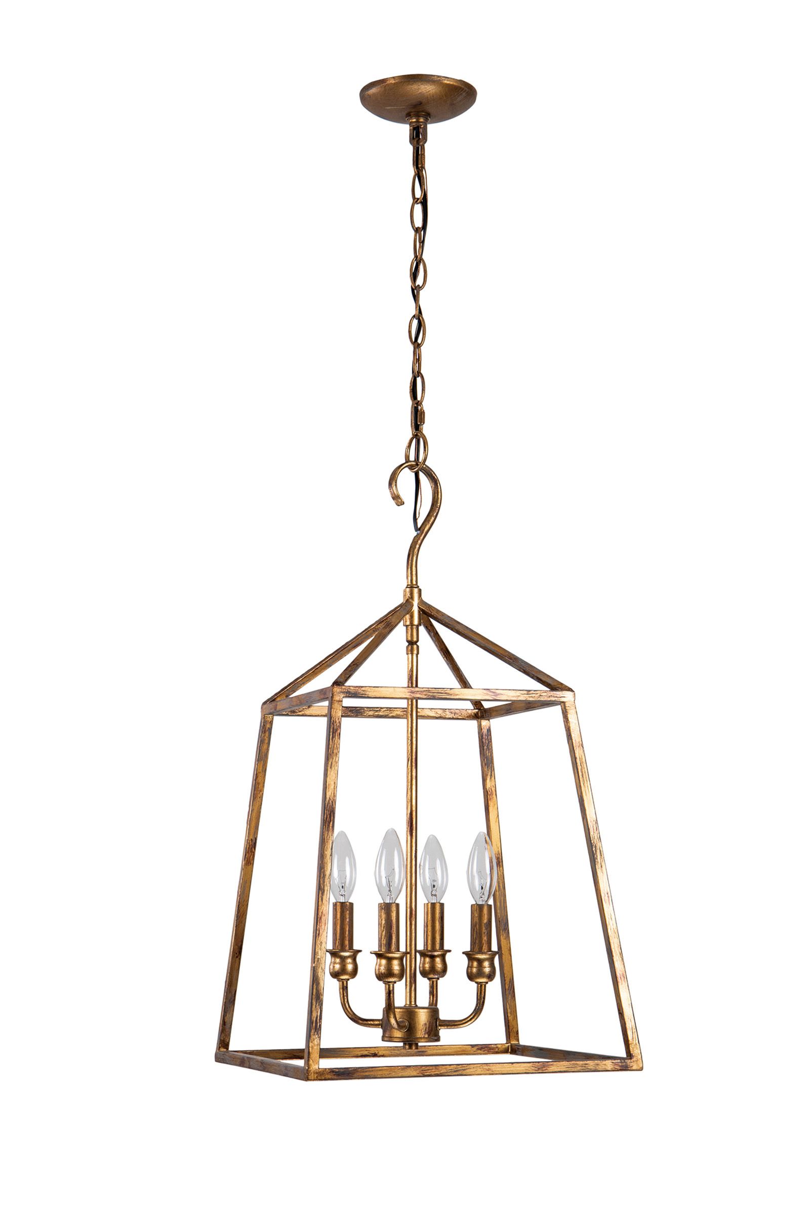 Most Current Antique Gold Three Light Chandeliers With Regard To 4 Light Antique Gold 14 Inch Cage Chandelier – Edvivi Lighting (View 15 of 15)