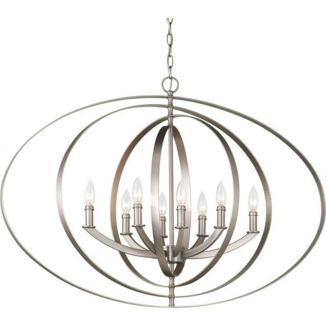 Most Recent Burnished Silver 25 Inch Four Light Chandeliers Inside Progress Lighting 150" 8 Lt. Oval Pendant (View 6 of 15)