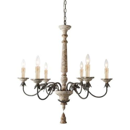 Most Recent Lnc Andromeda 6 Light Distressed White Wood French Country With Regard To French White 27 Inch Six Light Chandeliers (View 3 of 15)