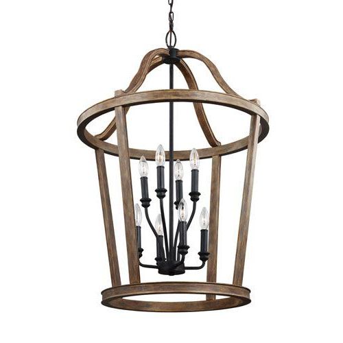 Most Recently Released French Washed Oak And Distressed White Wood Six Light Chandeliers Regarding Feiss Lorenz Weathered Oak Wood Eight Light Pendant F (View 13 of 15)