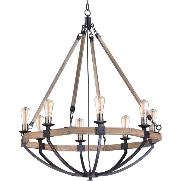 Most Recently Released Weathered Oak And Bronze 38 Inch Eight Light Adjustable Chandeliers Intended For Maxim Lighting – 20338Wobz – Lodge Weathered Oak/Bronze  (View 1 of 15)