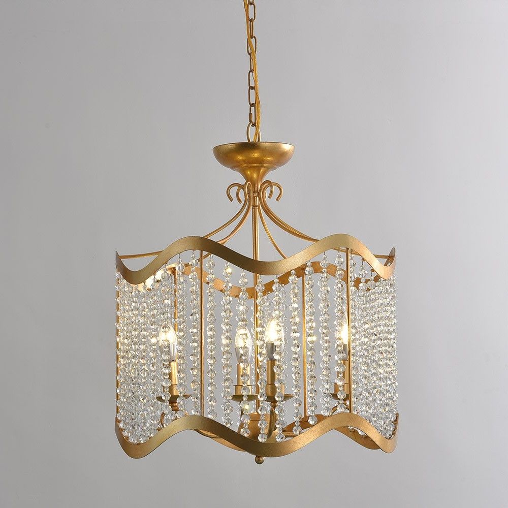 Most Up To Date Antique Gold 18 Inch Four Light Chandeliers In Luxury Glew Vintage Retro 4 Light Beaded Chandelier Gold (View 7 of 15)