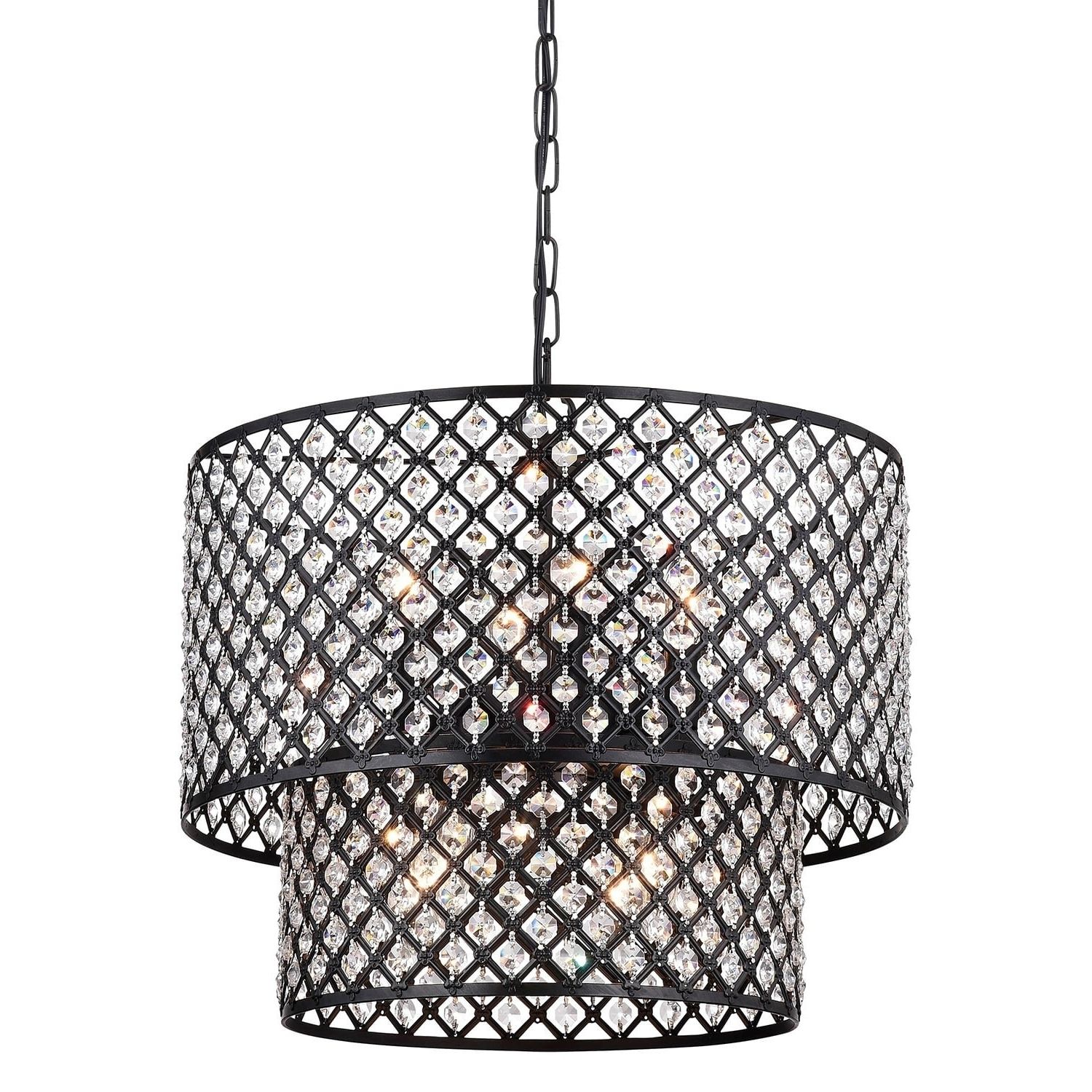 Most Up To Date Steel Eight Light Chandeliers For Shop Aenna Multicolored Metal 2 Tier 8 Light Drum (View 6 of 15)
