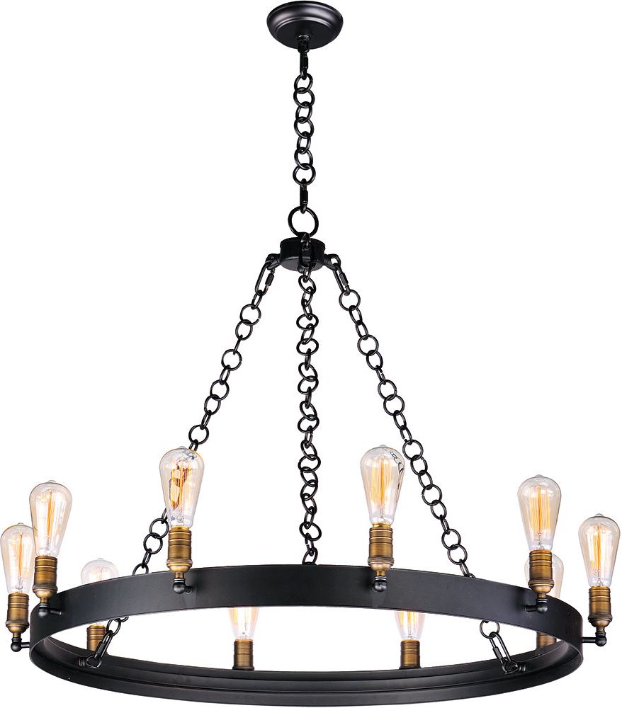 Natural Brass 19 Inch Eight Light Chandeliers Intended For Most Popular Maxim 26275bknab Noble Modern Black / Natural Aged Brass (View 8 of 15)