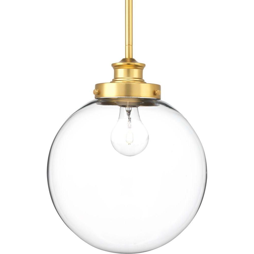Newest Bubbles Clear And Natural Brass One Light Chandeliers With Regard To Progress Lighting Penn Collection 1 Light Natural Brass (View 5 of 15)