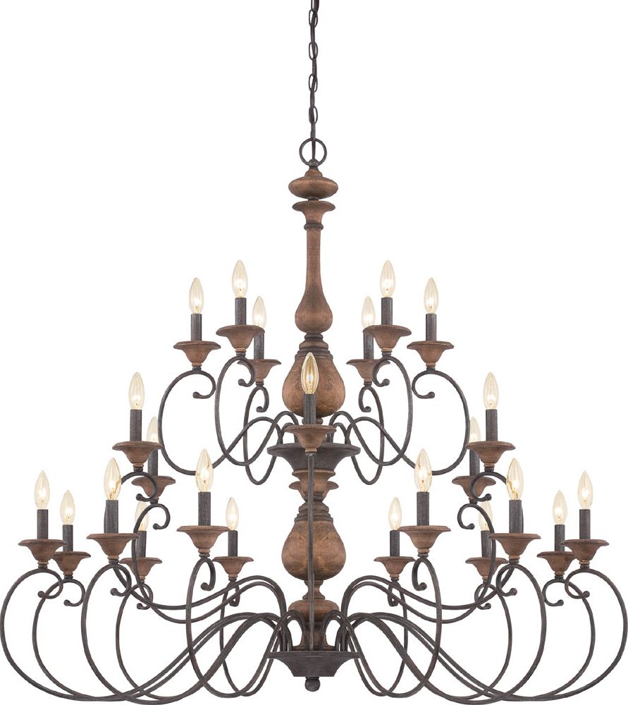 Newest Rustic Black 28 Inch Four Light Chandeliers Regarding Quoizel Abn5024Rk Auburn Traditional Rustic Black Lighting (View 4 of 15)