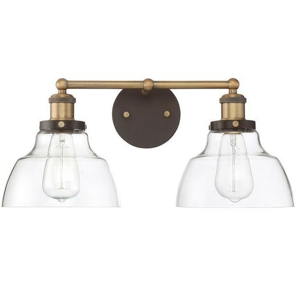Oil Rubbed Bronze And Antique Brass Four Light Chandeliers For Fashionable Park Harbor Phvl3072 Mooretown 2 Light 19" Wide Bathroom (View 2 of 15)