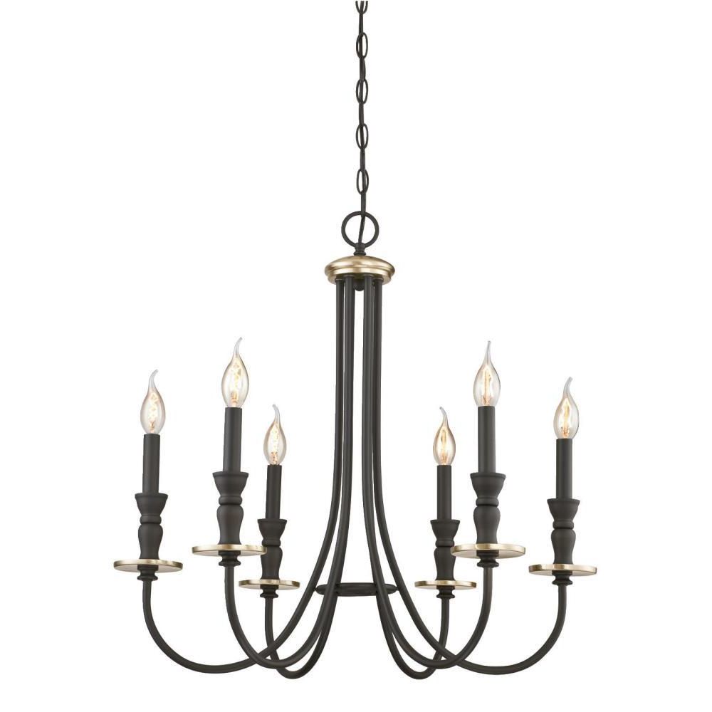 Oil Rubbed Bronze And Antique Brass Four Light Chandeliers In Preferred Westinghouse Cresting 6 Light Oil Rubbed Bronze With (View 11 of 15)