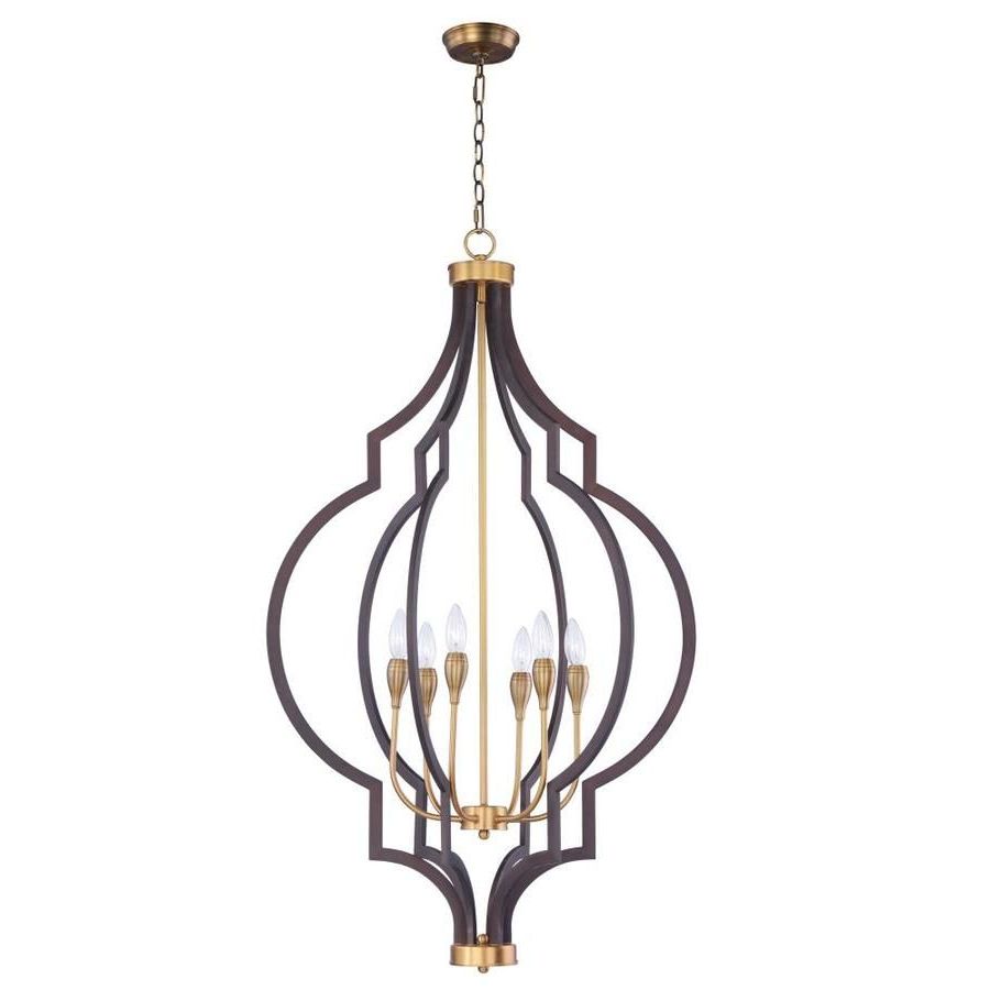 Oil Rubbed Bronze And Antique Brass Four Light Chandeliers With Regard To Famous Maxim Lighting Crest 6 Light Oil Rubbed Bronze And Antique (View 8 of 15)