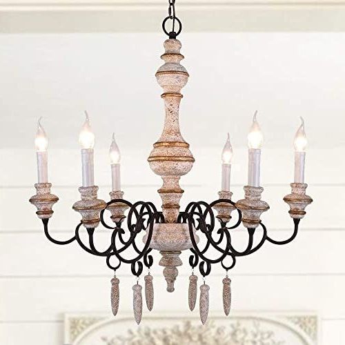 Osairuos French Country Chandelier White Distressed Within Latest French White 27 Inch Six Light Chandeliers (View 4 of 15)
