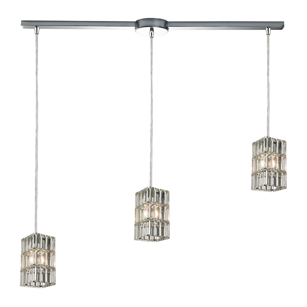 Polished Chrome Three Light Chandeliers With Clear Crystal In Widely Used Cynthia 3 Light Pendant In Polished Chrome And Clear K (View 8 of 15)