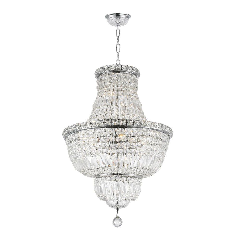 Polished Chrome Three Light Chandeliers With Clear Crystal Pertaining To Popular Worldwide Lighting Empire 12 Light Polished Chrome And (View 15 of 15)