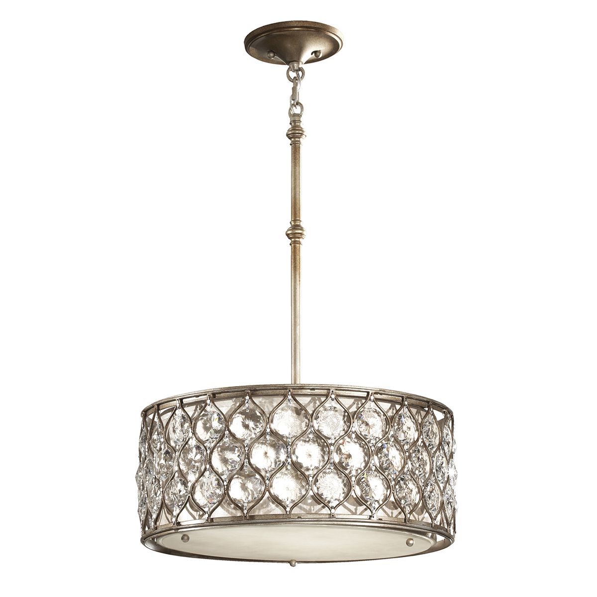 Preferred Burnished Silver 25 Inch Four Light Chandeliers Within Lucia 2 Light Pendant Chandelier In Burnished Silver With (View 5 of 15)