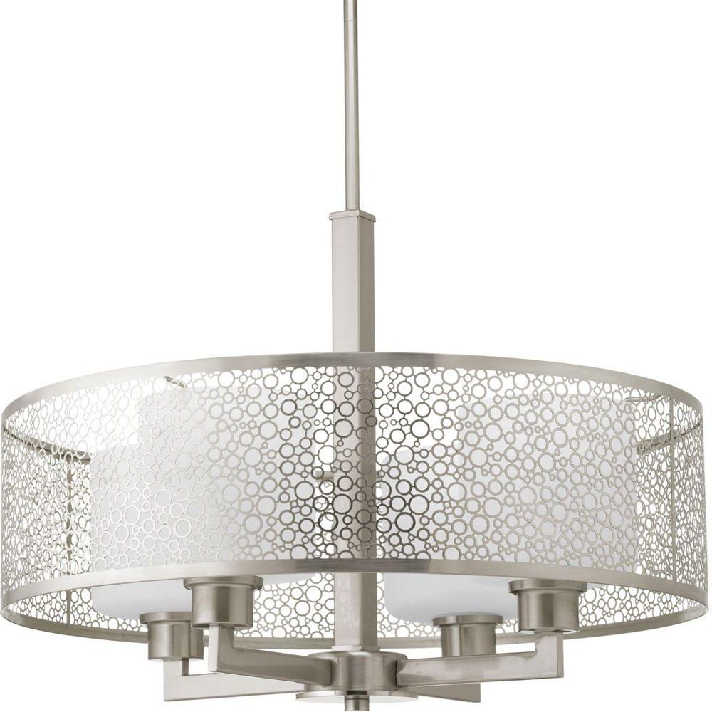 Progress Lighting Mingle Collection 4 Light Brushed Nickel Throughout Most Current Steel 13 Inch Four Light Chandeliers (View 8 of 15)