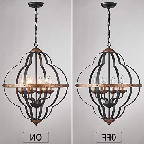 Rustic Black 28 Inch Four Light Chandeliers Within Well Known Tzoe Orb 6 Light Chandelier?rustic Vintage Metal (View 3 of 15)