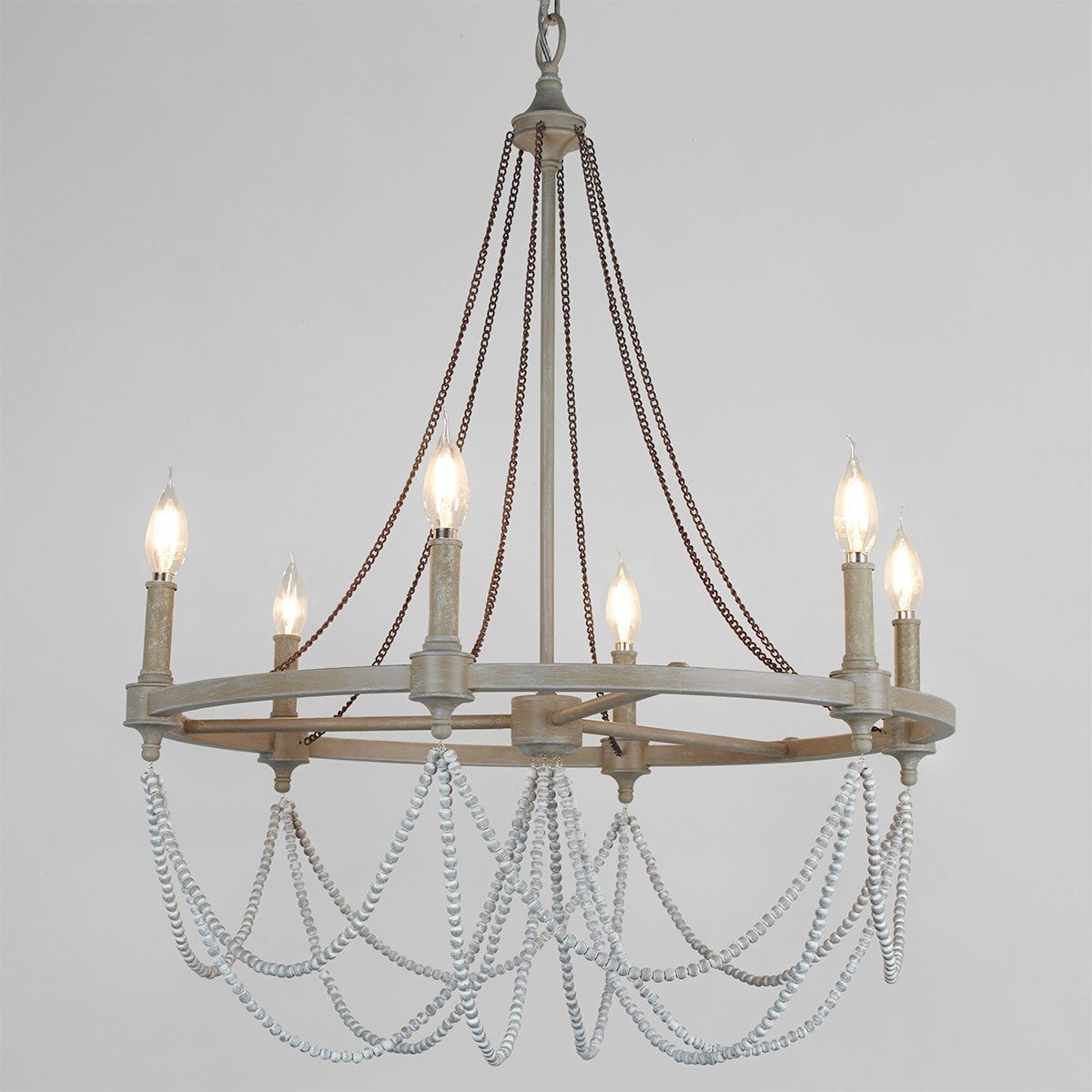 Shades Of Light – Harbor Haven 2018 – Elegant Rustic Drape For Most Current French Washed Oak And Distressed White Wood Six Light Chandeliers (View 4 of 15)