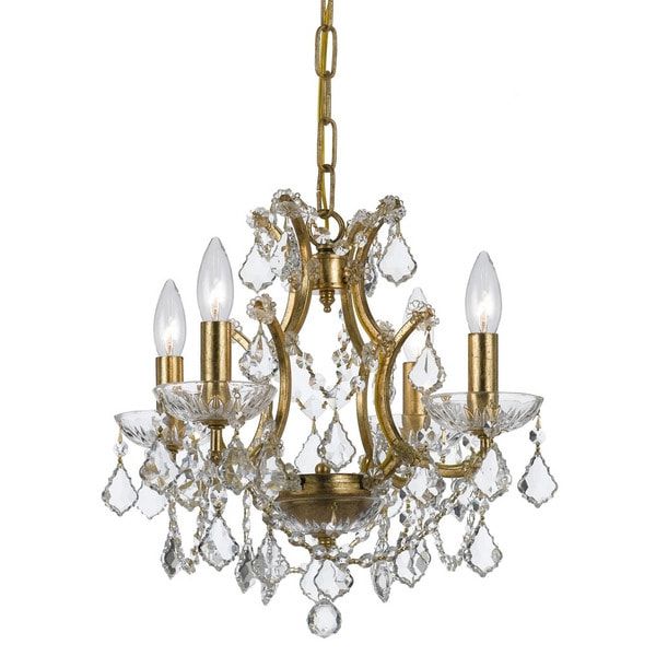 Shop Filmore 4 Light Antique Gold/Swarovski Strass Crystal For Best And Newest Antique Gild One Light Chandeliers (View 1 of 15)