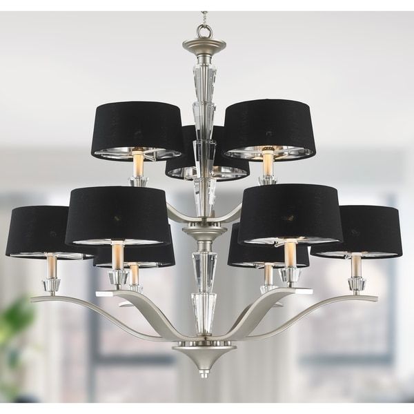 Shop Glam Collection 9 Light Matte Nickel Finish With With Regard To 2020 Matte Black Nine Light Chandeliers (View 12 of 15)