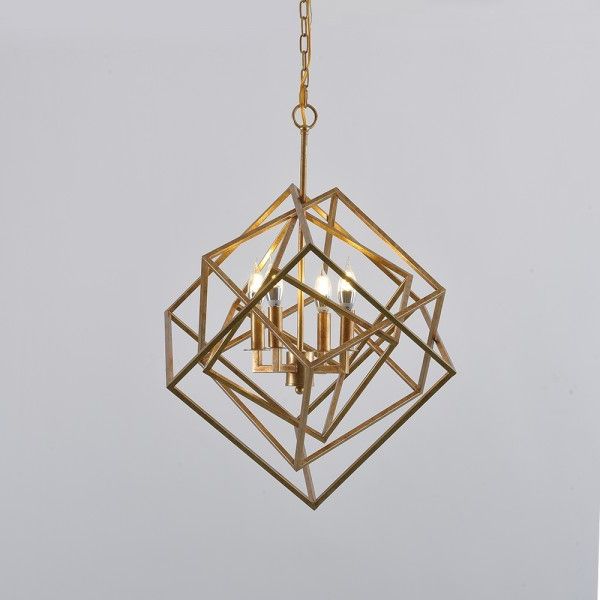 Trendy Luxury Modern Mid Century Square Geometric Candle With Regard To Antique Gold 13 Inch Four Light Chandeliers (View 12 of 15)