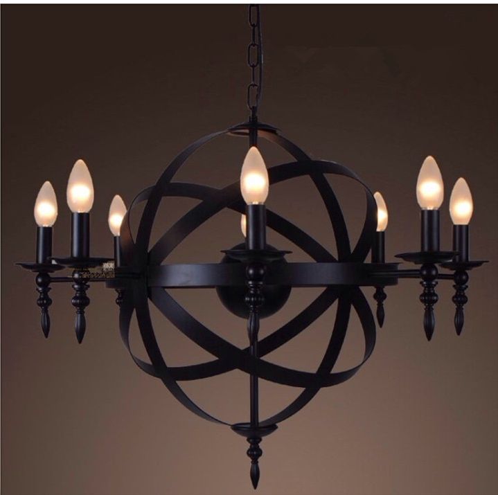 Well Known Black Iron Eight Light Chandeliers For Modern Mediterranean Nordic Black Wrought Iron Candle (View 4 of 15)