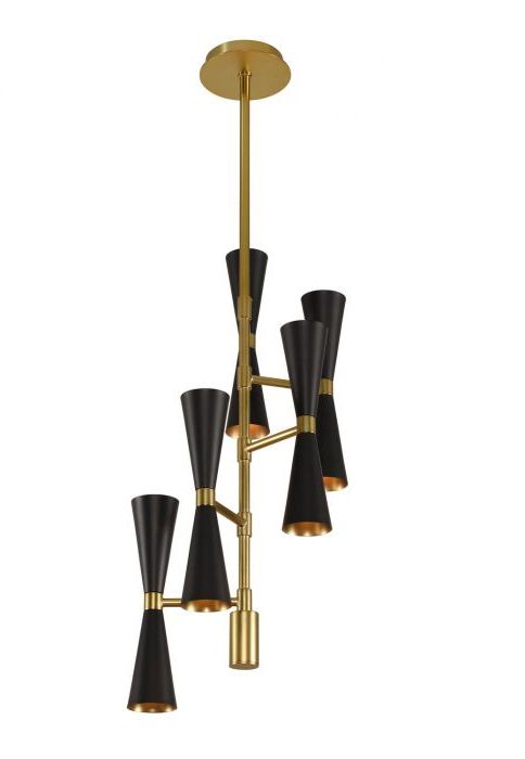 Well Known Kalco Milo Chandelier Black And Vintage Brass 10 Light Inside Black And Brass 10 Light Chandeliers (View 5 of 15)