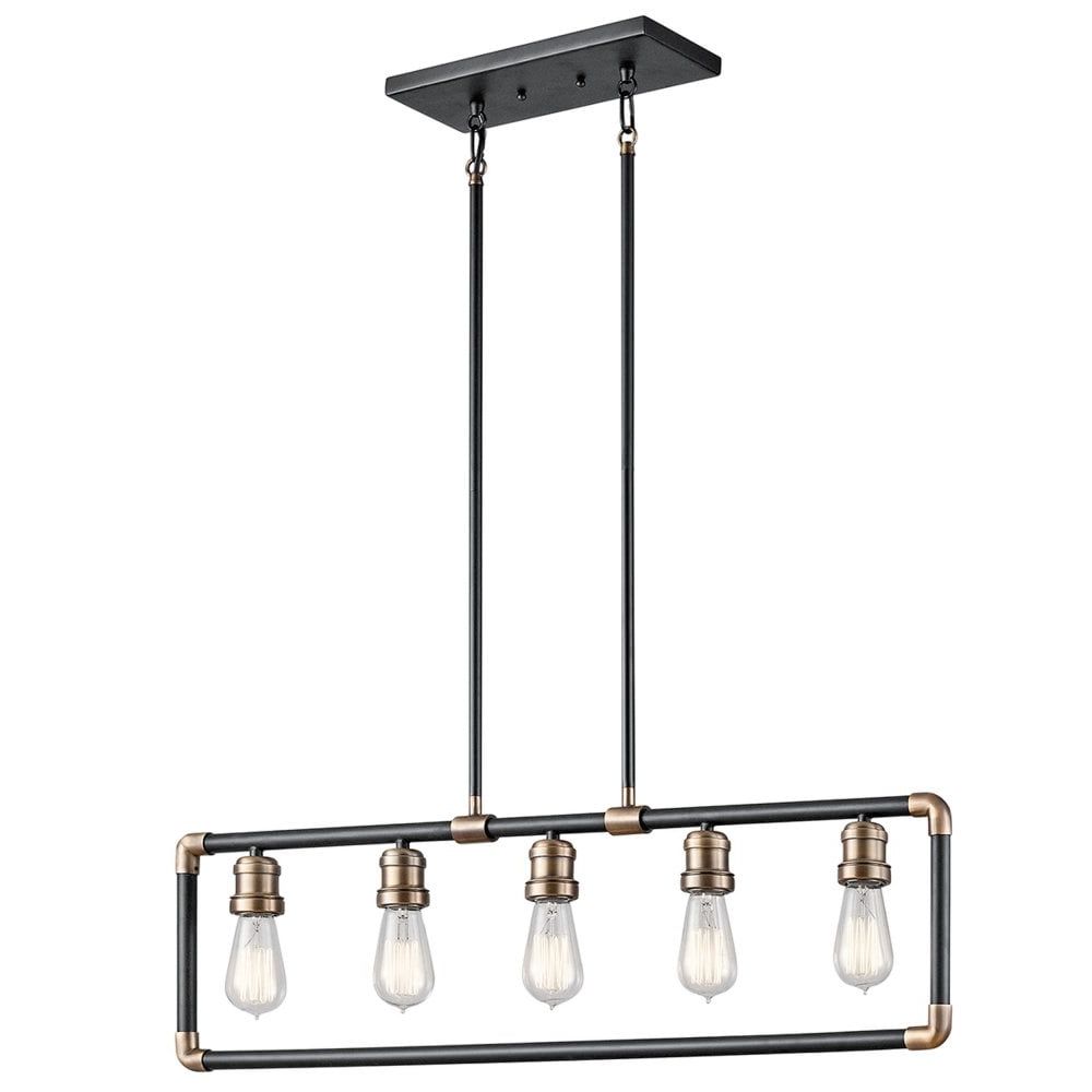 Well Known Kichler Imahn Five Light Linear Chandelier In Black For Midnight Black Five Light Linear Chandeliers (View 8 of 15)