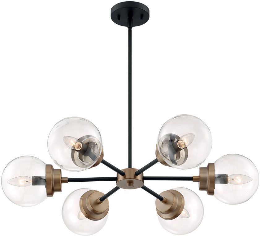 Well Known Matte Black Three Light Chandeliers Inside Nuvo 60 7126 Axis Modern Matte Black And Brass Lighting (View 1 of 15)
