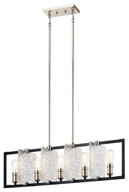Well Known Midnight Black Five Light Linear Chandeliers Within 43977bk Forge Black Linear Chandelier 5 Light (View 7 of 15)