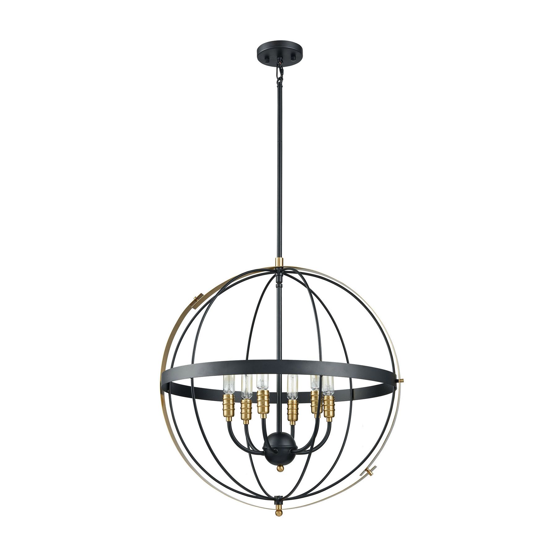 Well Known Satin Brass 27 Inch Five Light Chandeliers With Elk Lighting 15286/6 6 Light Chandelier In Matte Black And (View 8 of 15)