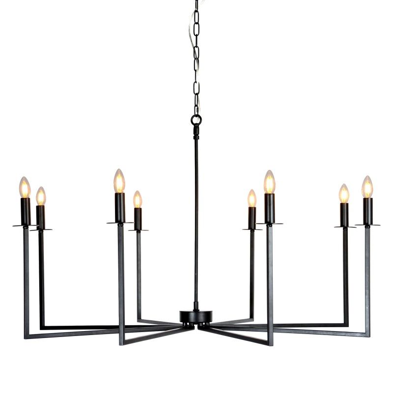 Well Liked Black Iron Eight Light Minimalist Chandeliers Throughout Cohen Iron Chandelier, 8 Arm, Black (View 10 of 15)
