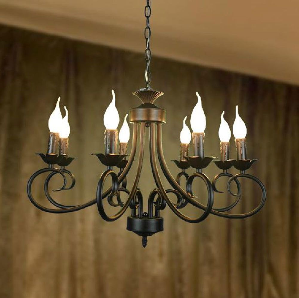 Well Liked Black Iron Eight Light Minimalist Chandeliers Within Aliexpress : Buy 110 240v America Style Wrought Iron (View 3 of 15)