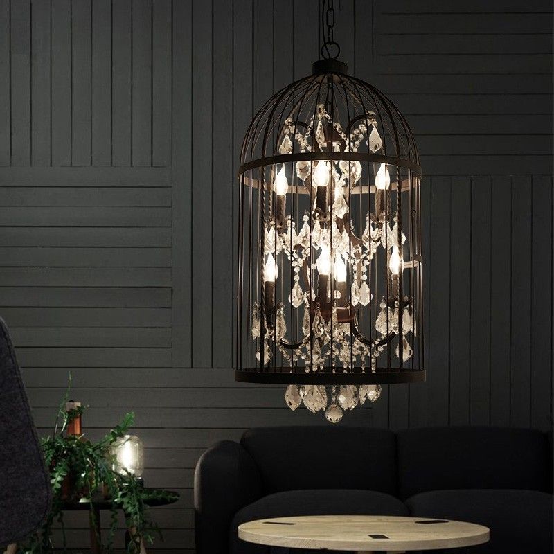 Well Liked Steel Eight Light Chandeliers With Luxury Industrial Retro 8 Light Black Clear Crystal (View 13 of 15)