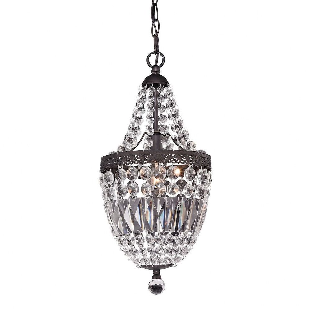 1 Light Crystal Shade Chandelier In Clear Crystal, Dark Regarding Widely Used Bronze And Scavo Glass Chandeliers (View 4 of 15)