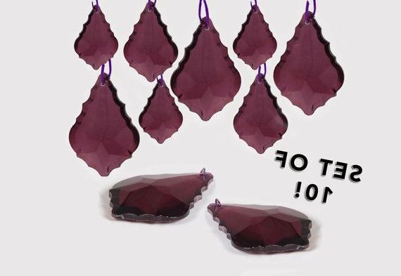 10 Dark Purple French Hanging Glass Chandelier Crystal W For Trendy Dark Mocha Ribbon Chandeliers (View 6 of 15)