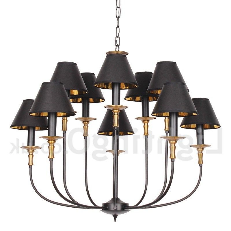 10 Light Rustic Retro Black Bar 2 Tier Large Chandelier Pertaining To Well Known Rustic Black Chandeliers (View 14 of 15)